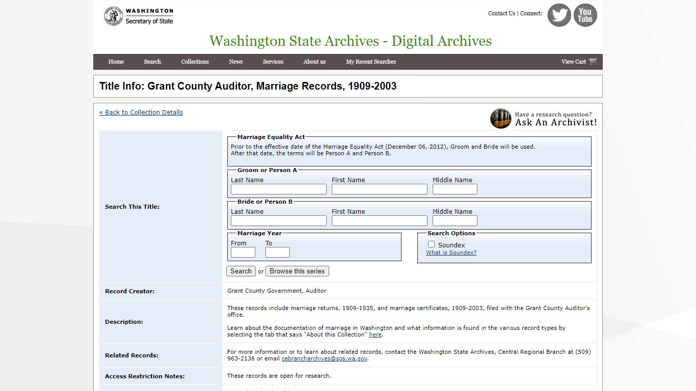 Washington State Archives, Digital Archives - Title Info: Grant County ...